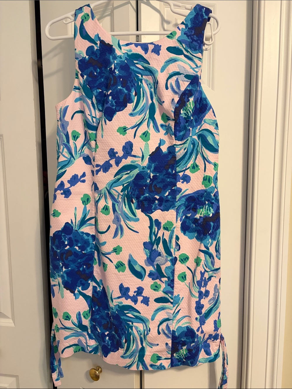 Lilly Pulitzer Pink Sleeveless Shift Dress with Blue Floral Print